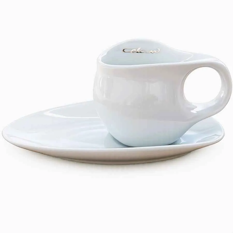 Luigi Colani Porzellan Espresso Tasse mit Untertasse 2 tlg weiß