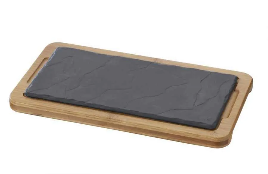HOLZTABLETT 28,5 x 15 cm FÜR RECHTECKIGE TELLER 25 x12 cm Bambus
