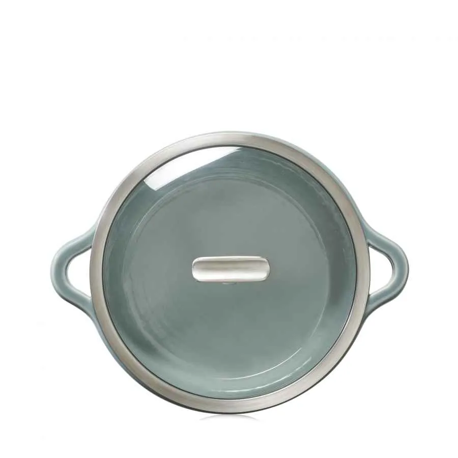 RUNDE INDUKTIONSKASSEROLLE 26 CM MIT GLASDECKEL Wolkengrau + Glas