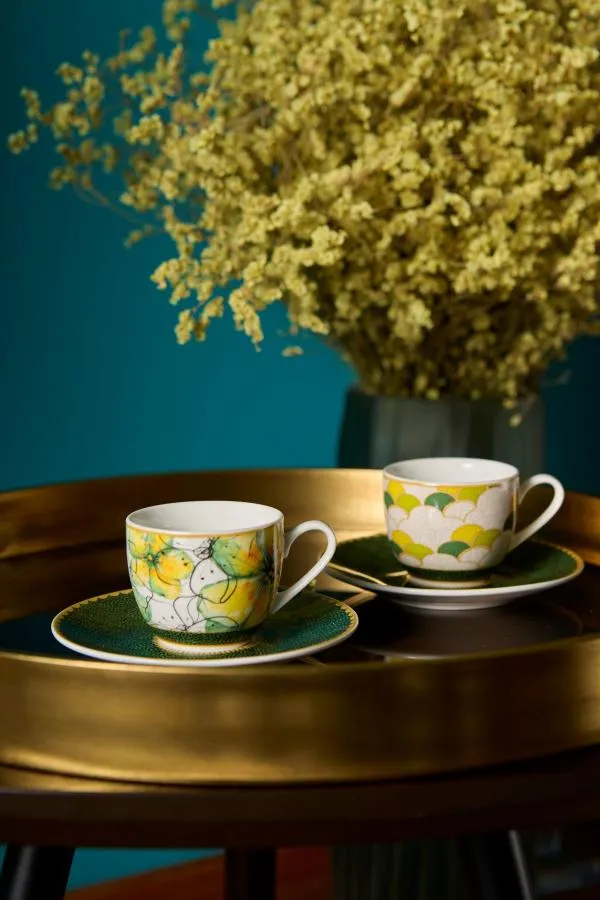 Espressotassen mit Untertassen 6er Set MIRABILIA 90 ml "Libellula"