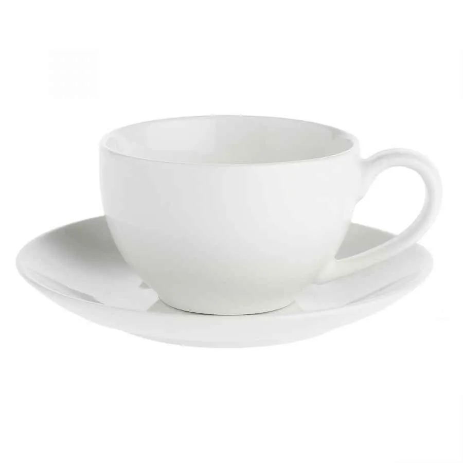 Espressotasse mit Untertasse 100 ml Weiß Set 6 Stück