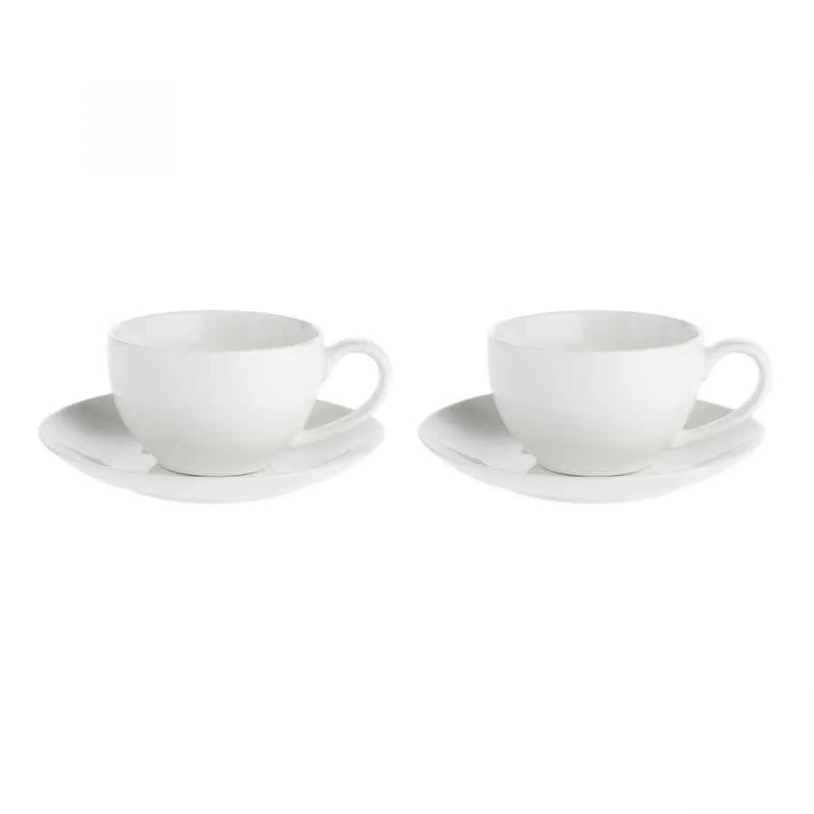 Tasse mit Untertasse 350 ml Weiß Set. 2 Stück