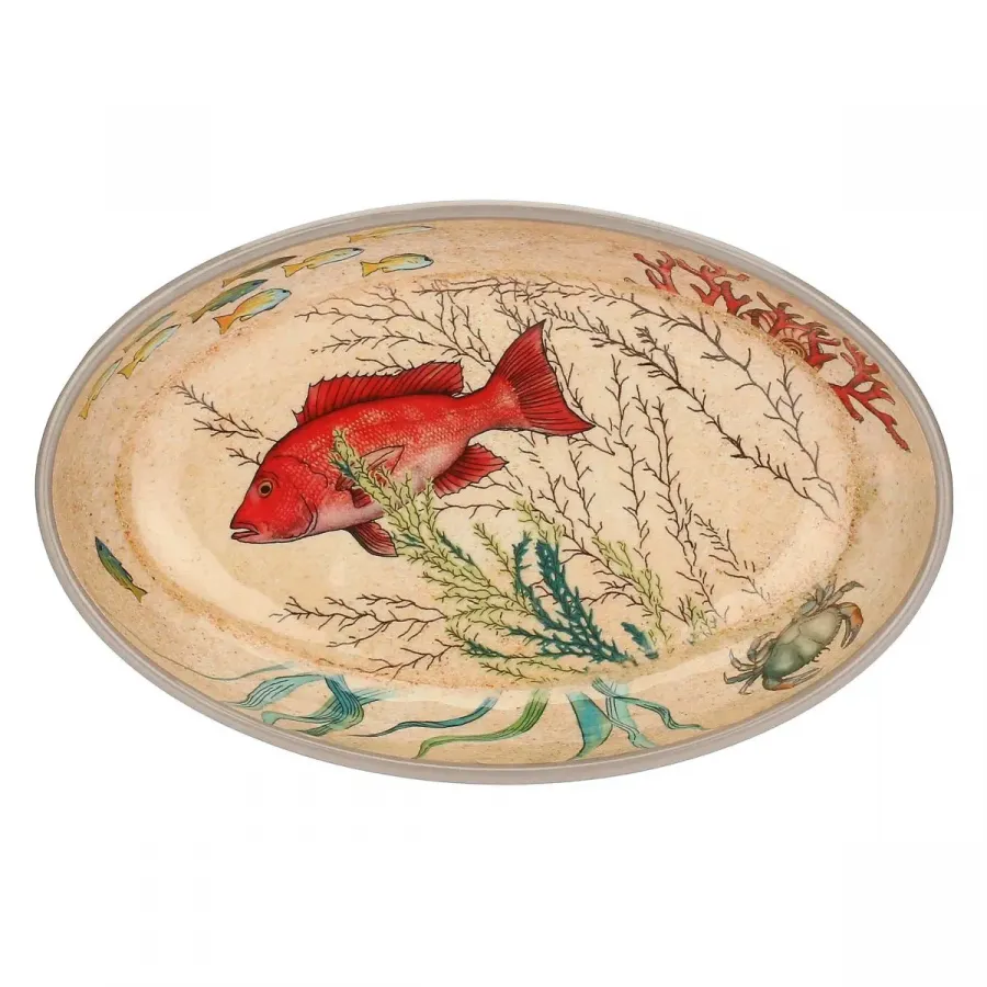 Frühstücksteller / Dessertteller oval 24 x 15 cm Sea Life Set mit 2 Stück