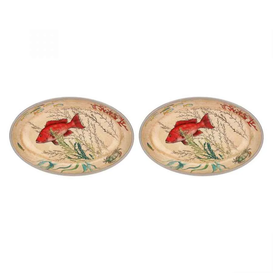 Frühstücksteller / Dessertteller oval 24 x 15 cm Sea Life Set mit 2 Stück