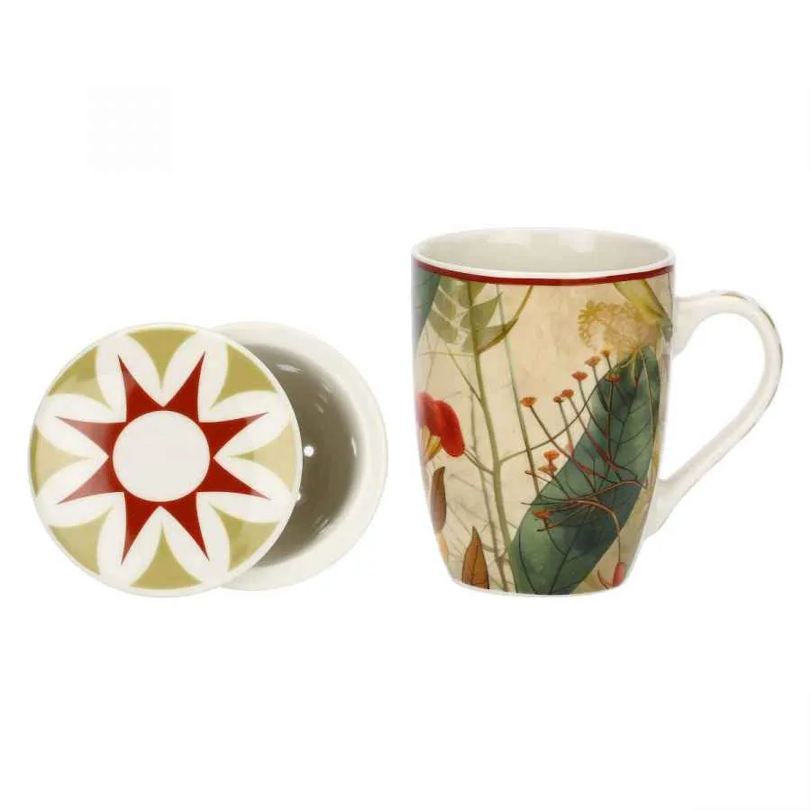 Teebecher mit Deckel & Filter MIRABILIA 300 ml rot