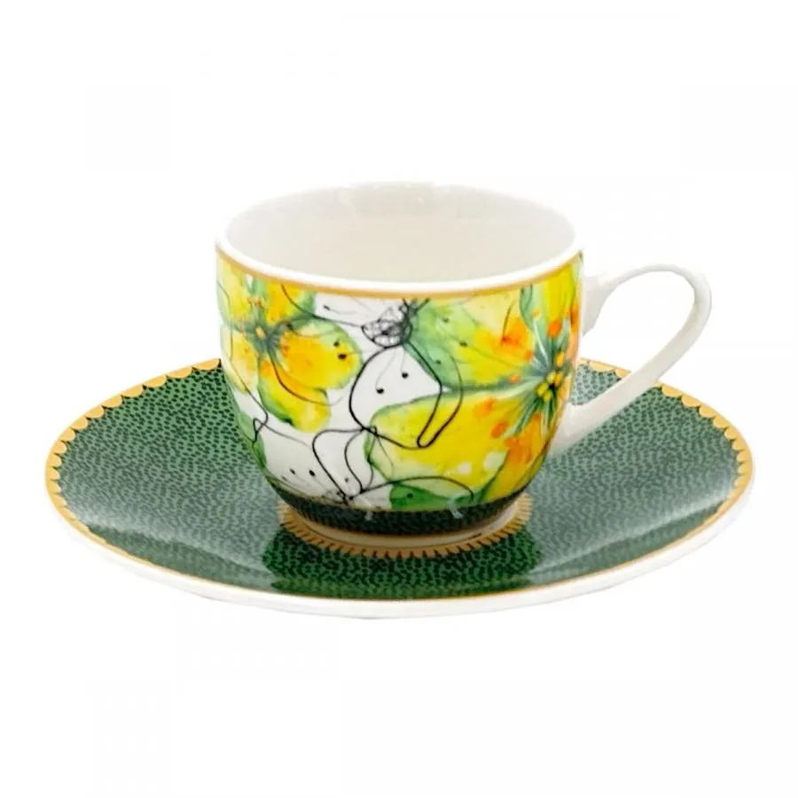 Espressotassen mit Untertassen 2er Set MIRABILIA 90 ml "Libellula"