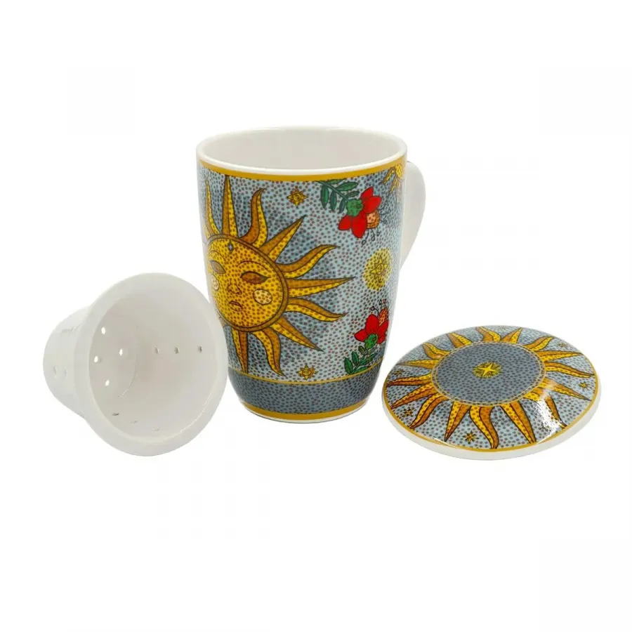 Teebecher mit Deckel & Filter MIRABILIA 300 ml „Sole & Luna“