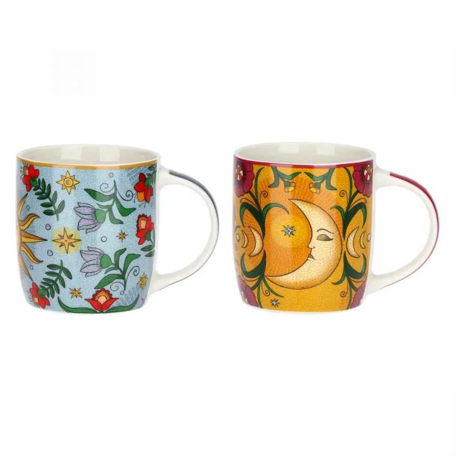 Porzellanbecher 2er Set MIRABILIA 350 ml „Sole & Luna“