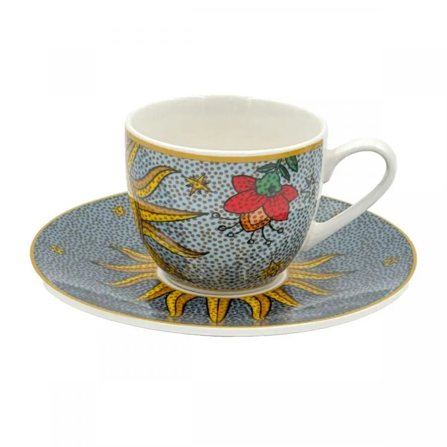 Espressotassen mit Untertassen 6er Set MIRABILIA 90 ml „Sole & Luna“