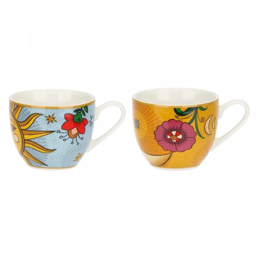 Espressotassen mit Untertassen 2er Set MIRABILIA 90 ml „Sole & Luna“