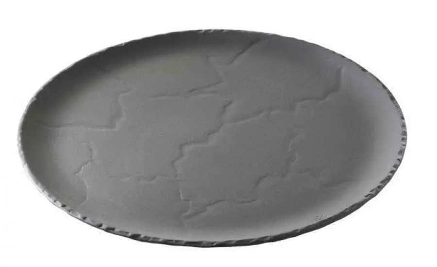 TELLER RUND/ BURGERTELLER/ STEAKTELLER/ SERVIERPLATTE 28,5 cm Matt schiefer